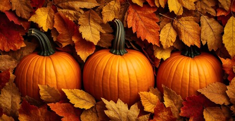 Autumn Beauty with Three Pumpkins
