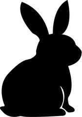 振り向くウサギ　シルエット	