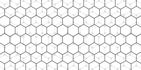 Abstract white and grey hexagonal pattern background design. Modern simple overlapping hexagon geometric element with molecular structures.