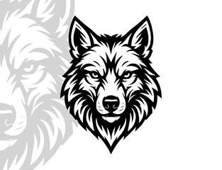 Wolf head black and white design vector