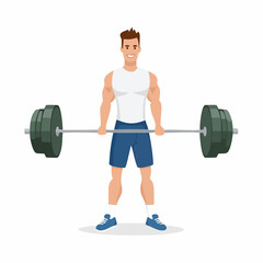 vector Sportsman with barbell. in the gym
