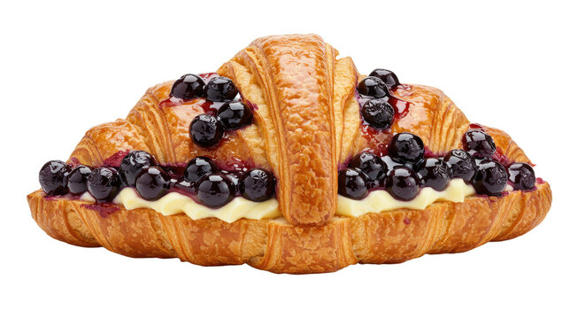 Blueberry Croissant with Cream Filling Glazed Pastry Delight.