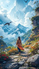 majestic mountain views, lush valleys, and calm waters. Each scene invites the viewer to evoke feelings of adventure, peace, and wonder.