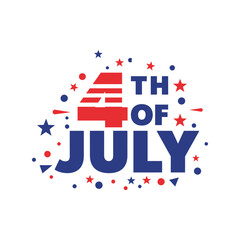 4th of July typography vector illustration, patriotic Independence Day text, American holiday celebration design

