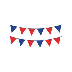 Obraz premium 4th of July bunting vector illustration, patriotic American flag garland, Independence Day decoration