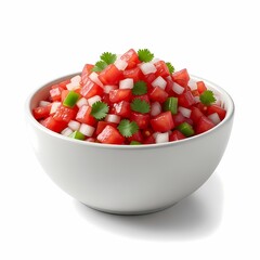 Vibrant salsa in white bowl