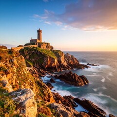 Scenic Coastal Lighthouse at Sunset