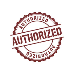 Authorized rubber stamp grungy vector illustration, vintage official label, retro distressed seal, approval badge