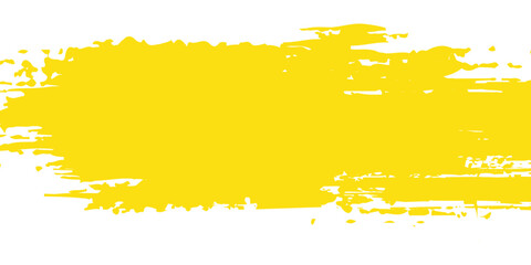 Fototapeta premium Yellow brush stroke isolated on white background. Brush stroke for yellow ink paint, grunge backdrop, dirt banner, watercolor design and dirty texture. Creative art concept modern arts