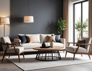 Cozy Living Room with Soft Furniture and Stylish Decor