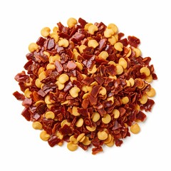 Crushed chili flakes pile overhead