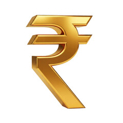 3d golden indian rupee symbol isolated on transparent background