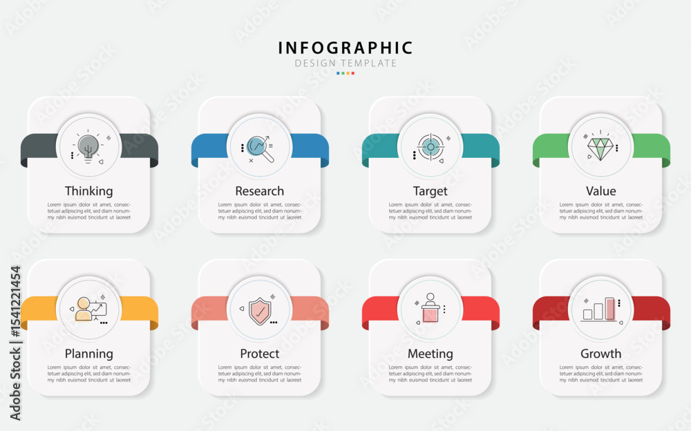 Aufkleber timeline creator infographic template. 8 step timeline journey, calendar flat simple infographics de