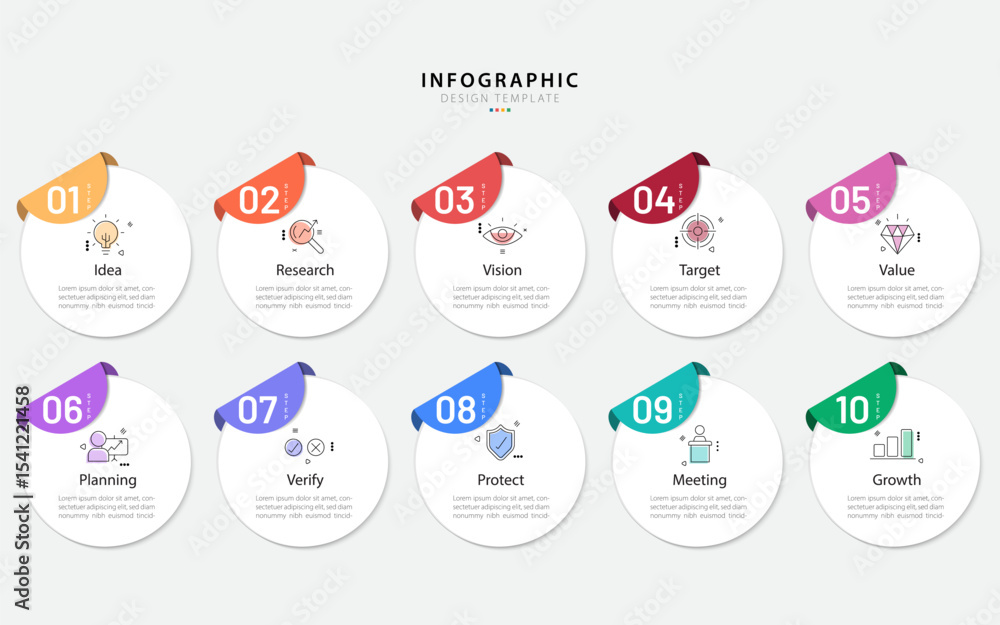 Poster infographic 10 step timeline journey, calendar flat simple infographics design template. presentatio