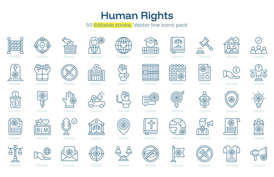 Human Rights line icon pack. Human Rights Stroke icon set. Editable Stroke icon