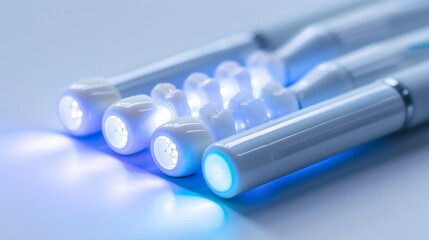 Close up of a whitening LED light attachment for teeth isolated on a white background