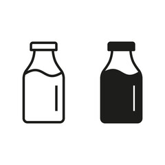 Glass bottle icon set. Vector isolated illustration