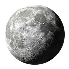 Detailed 3d render of the moon isolated on transparent background