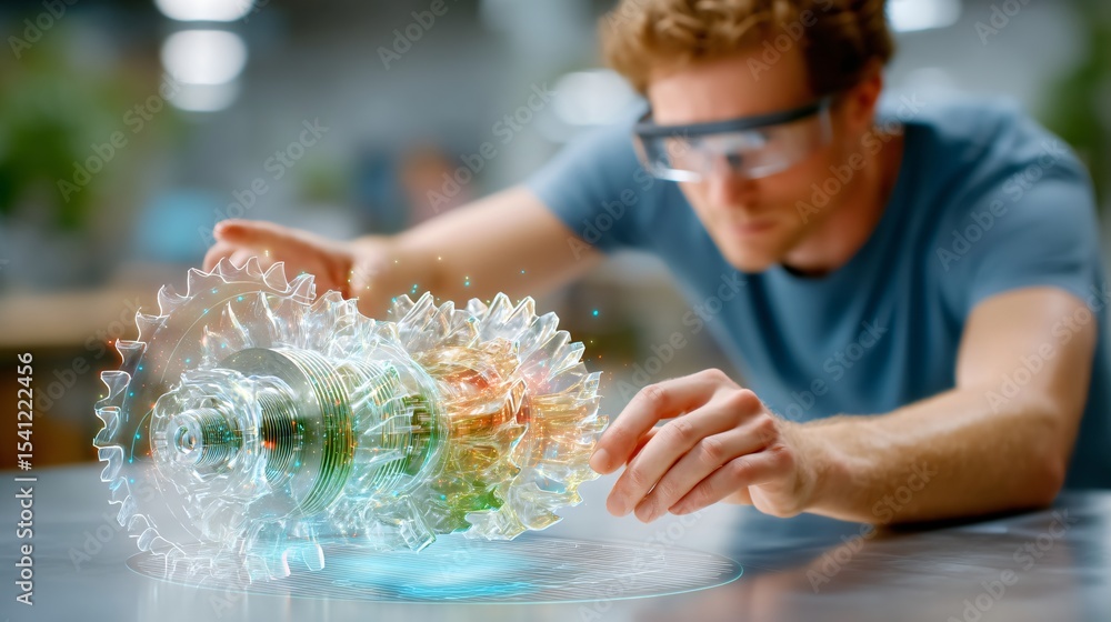 Poster engineer using augmented reality to design and inspect 3d gear model