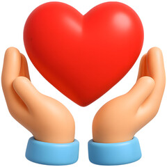 Protecting a Heart 3D Render of Hands Carefully Holding a Red Heart