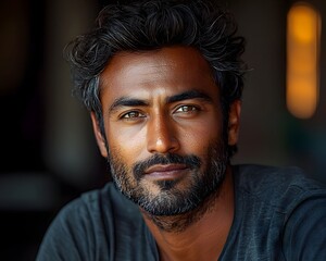 Fototapeta premium Thoughtful Indian therapist in calm portrait