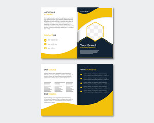 Creative brochure design featuring a versatile template with cover, back, and inner pages. Modern minimalist layout with flat geometric style in vertical A4 format.Layout template suitable for company