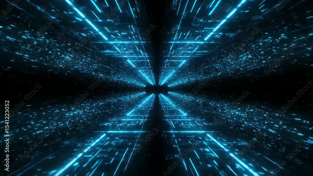 Poster digital tunnel effect with glowing lines