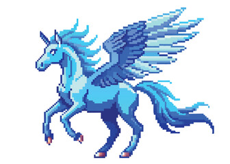 Pixel Art Pegasus – Flying Mythical Horse in 8-bit 16-bit 32-bit Retro Style