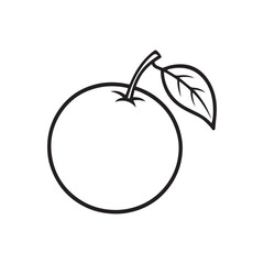 Orange fruit with leaf outline vector illustration