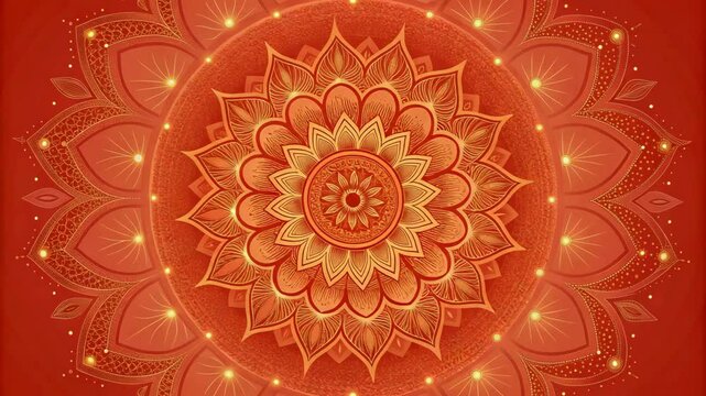 Elegant Golden Mandala Design Perfect for Festive Celebrations Backgrounds Invitations and Spiritual Art Projects Offers Intricate Details and Rich Color Palette