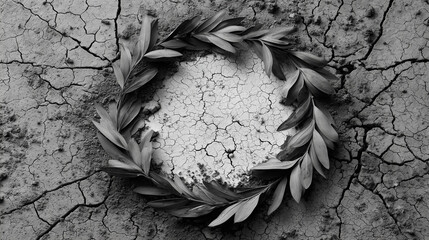 Yin-Yang Made of Olive Leaves and Concrete