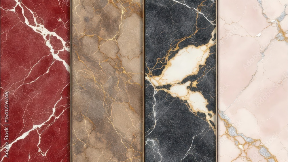 Poster luxurious marble texture assortment: an opulent display of premium marble patterns. the image showca