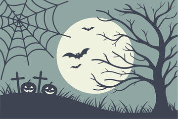 Eerie Eclipse: Haunted Night with Bats and Clouds