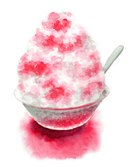 アナログ水彩かき氷いちご