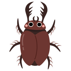 Cartoon Illustration of a Brown Stag Beetle