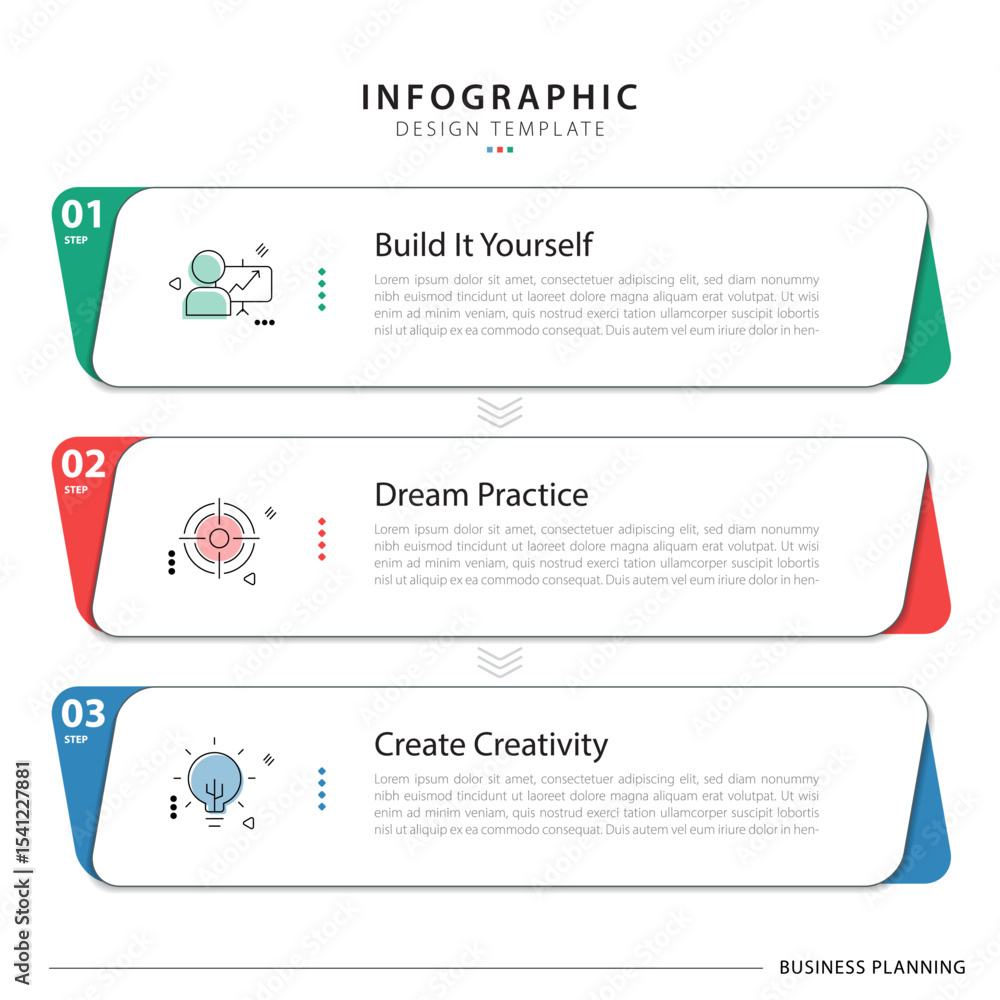 Poster vector infographic template design. 3 step timeline journey. process diagram, 3 options on white bac