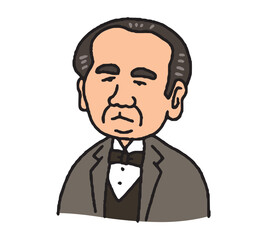 明治時代に活躍した男性の手描きイラスト