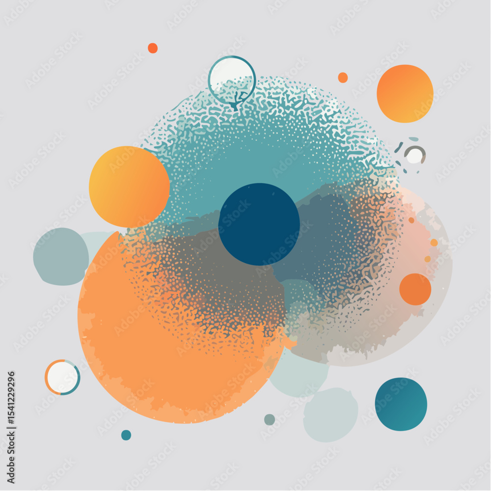 Poster a soft abstract vector with blurred circles and loose marks, using gentle texture and subtle depth.