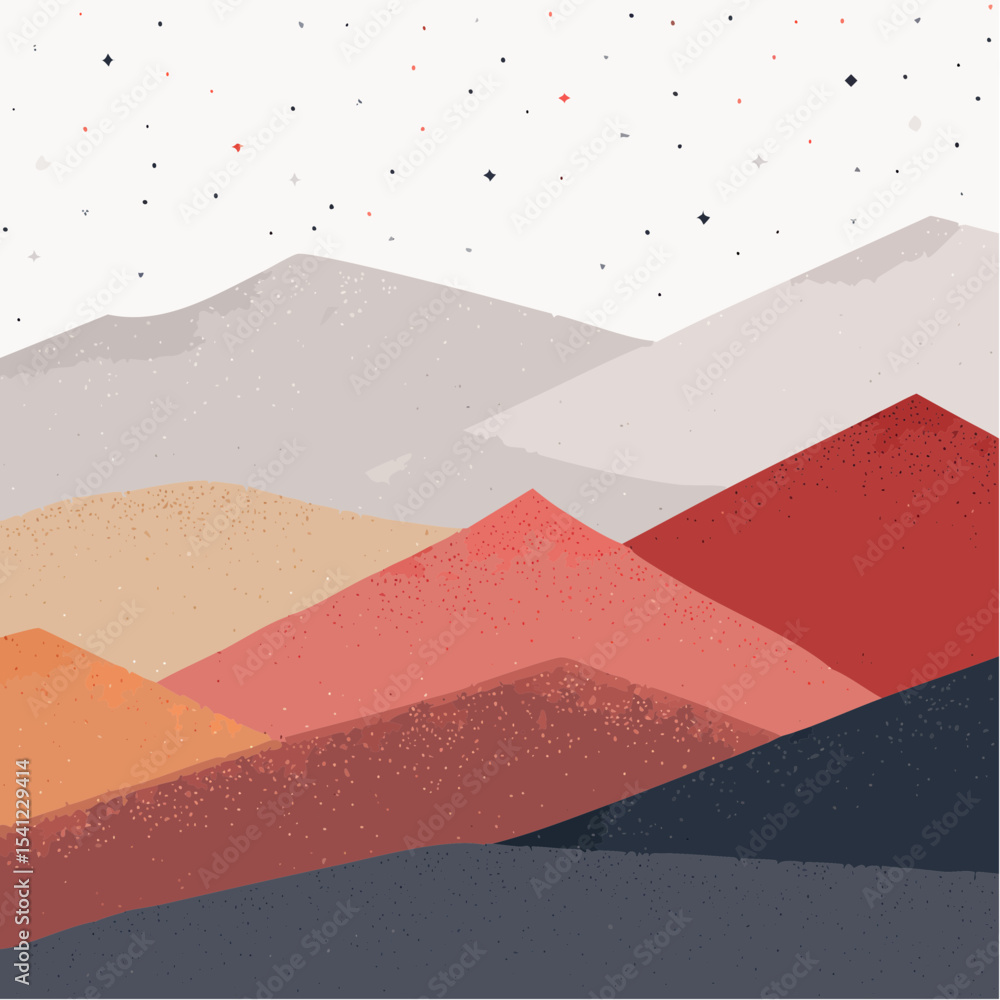 Aufkleber a textured mountain-like composition with jagged shapes and layered shadows in a deep-toned palette.