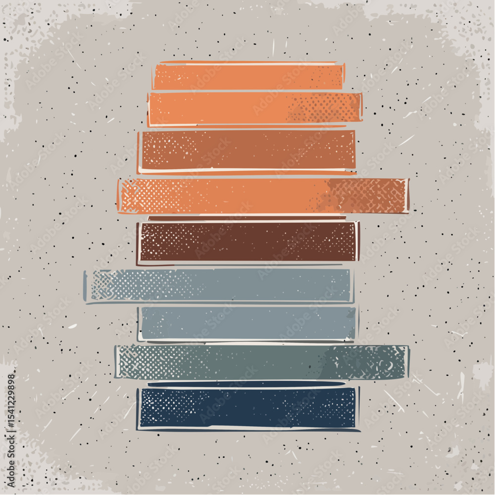 Poster a graphic abstract vector with stacked rectangles and fragmented grids in a layered three-tone compo