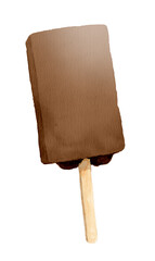 アナログ水彩四角い棒つきアイスキャンディーチョコレート