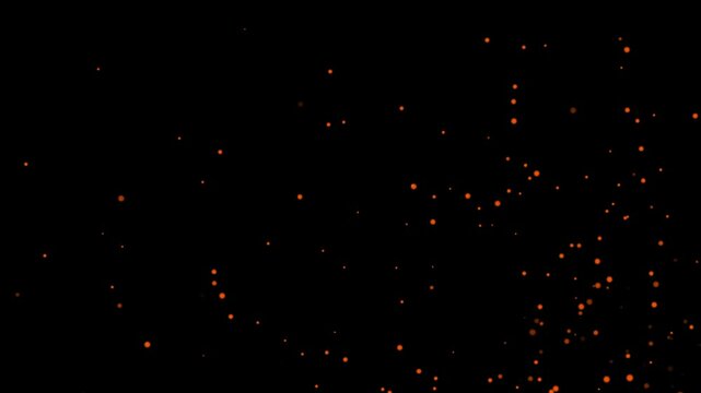 gold fire embers Particles 4k, Flying embers, bonfire sparkles overlay background and flames, Fiery Orange Bonfire Particles Over Black Background. Dust particals flying against black background.