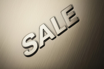 Metal plate with engraved inscription Sale background.