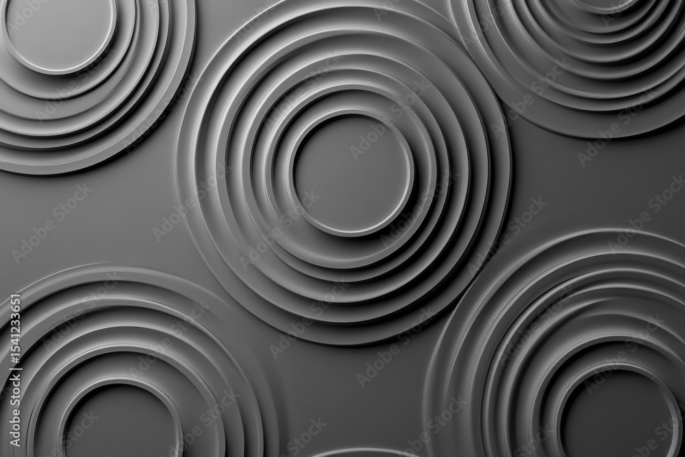 Poster gray circles with ripple effect create a textured and modern design on a seamless surface, gray circ