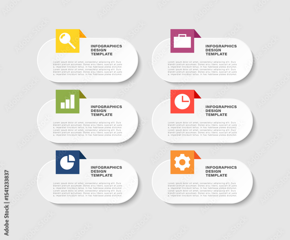 Poster 6 steps infographic design template. vector infographic layout with icons and space for your data
