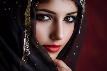 Portrait of beautiful Arab woman background...