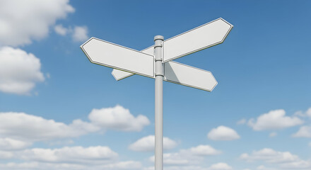 Signpost, Sign, Directional, Blank Directional Signpost Against Blue Sky