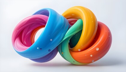 3D Illustration of Twisted Colorful Shapes for Abstract Design