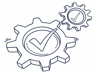 Creative Clean Line Art Icon Of A Gear With A Checkmark Sy Symbol