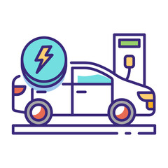 This Electric car icon is suitable for Transportation, Travel and Tourism, etc